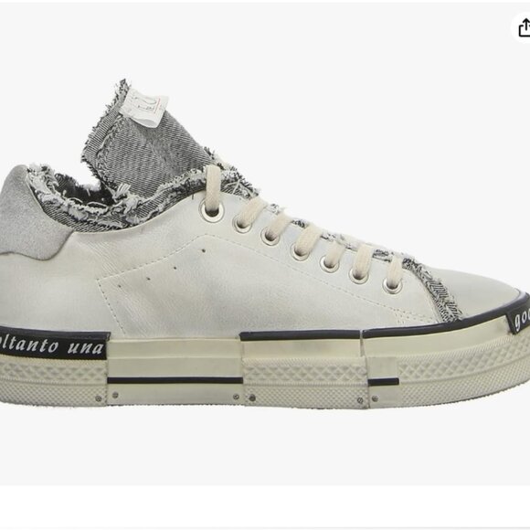 NEW REBECCA WHITE Leather Identity Sneakers in white/gray for women 1125 5t3 - Picture 4 of 10